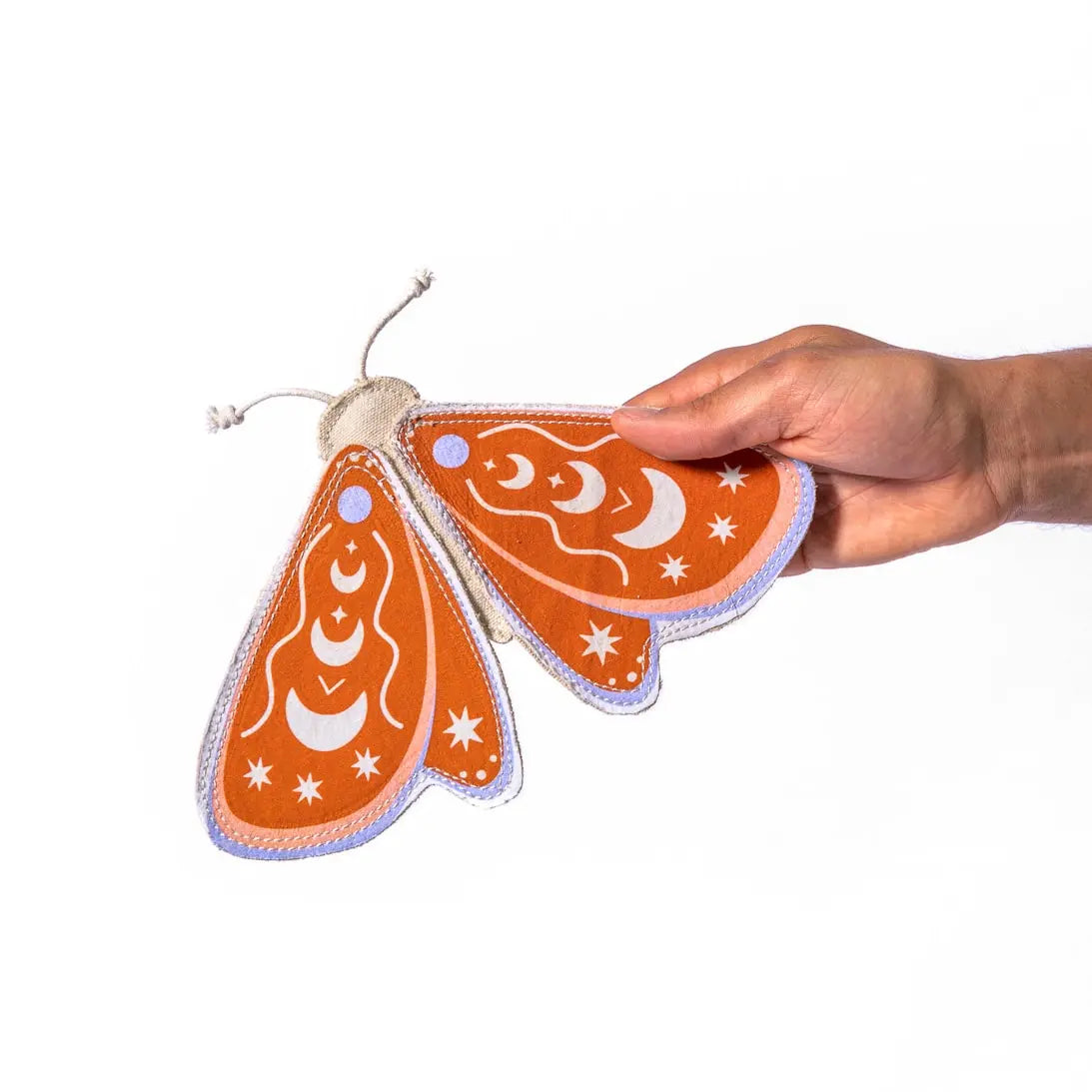 Luna Moth Toy: Plastic-free, Organic Cotton Canvas Coconut Fiber