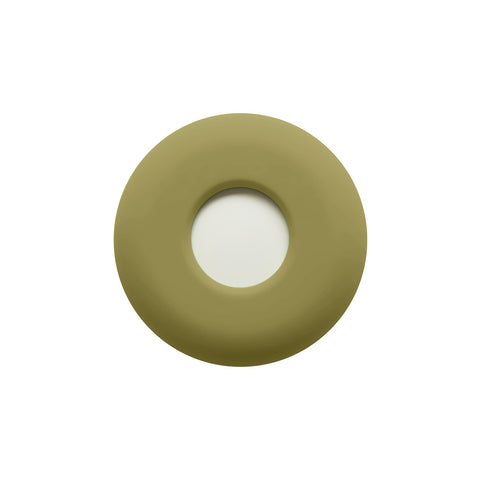 Olive green silicone fetch AirTag holder containing Apple AirTag for your dogs collar or dogs harness.