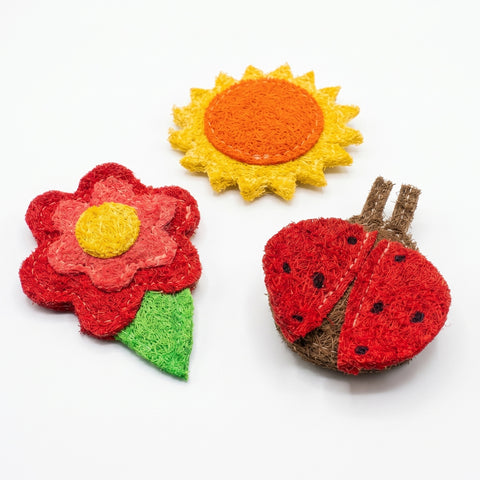 The Garden Party Natural Loofa Toys Trio