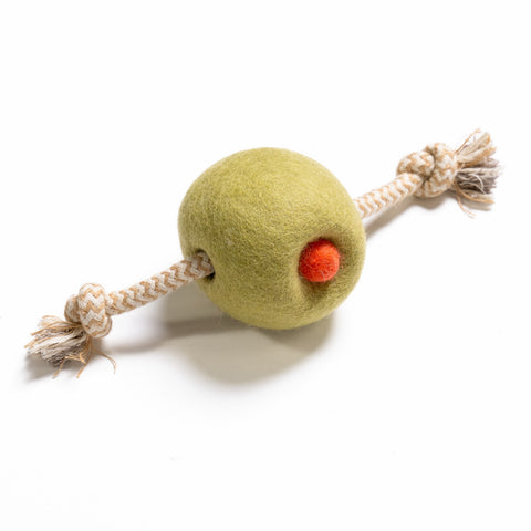 Pimento Olive Felt & Rope Tug Toy