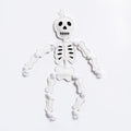 A durable white cotton canvas skeleton with cotton rope dog toy with black embroidered facial features and black rib details, shown against a plain white background.