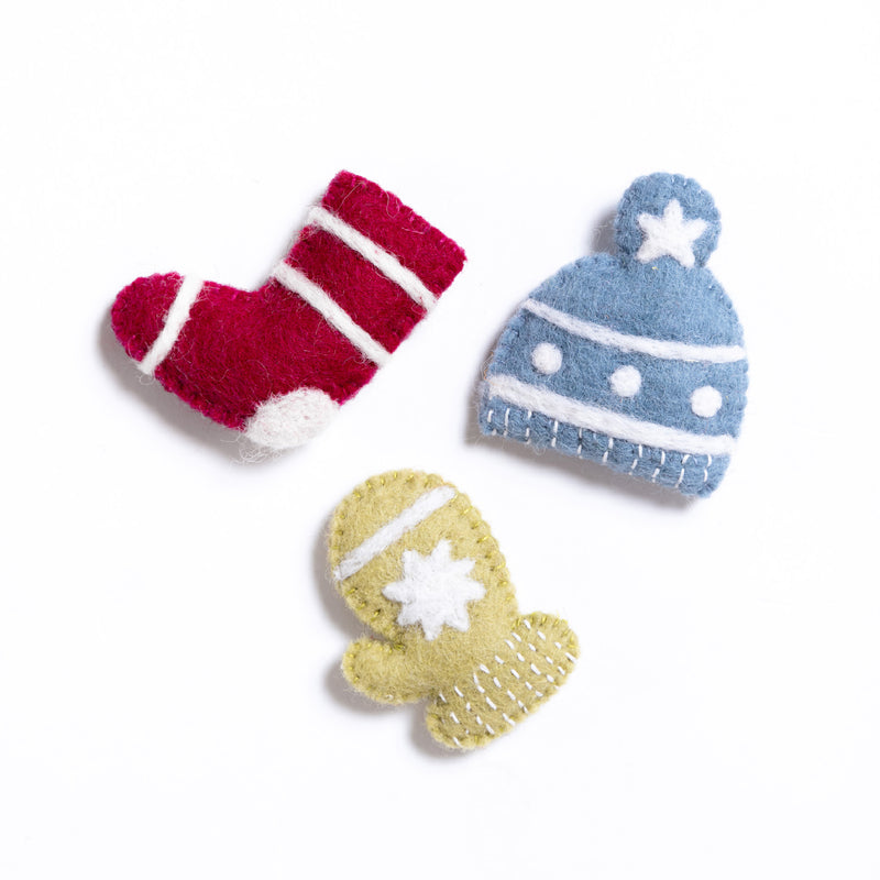 Snow Day Set Felt Wool Catnip Toy