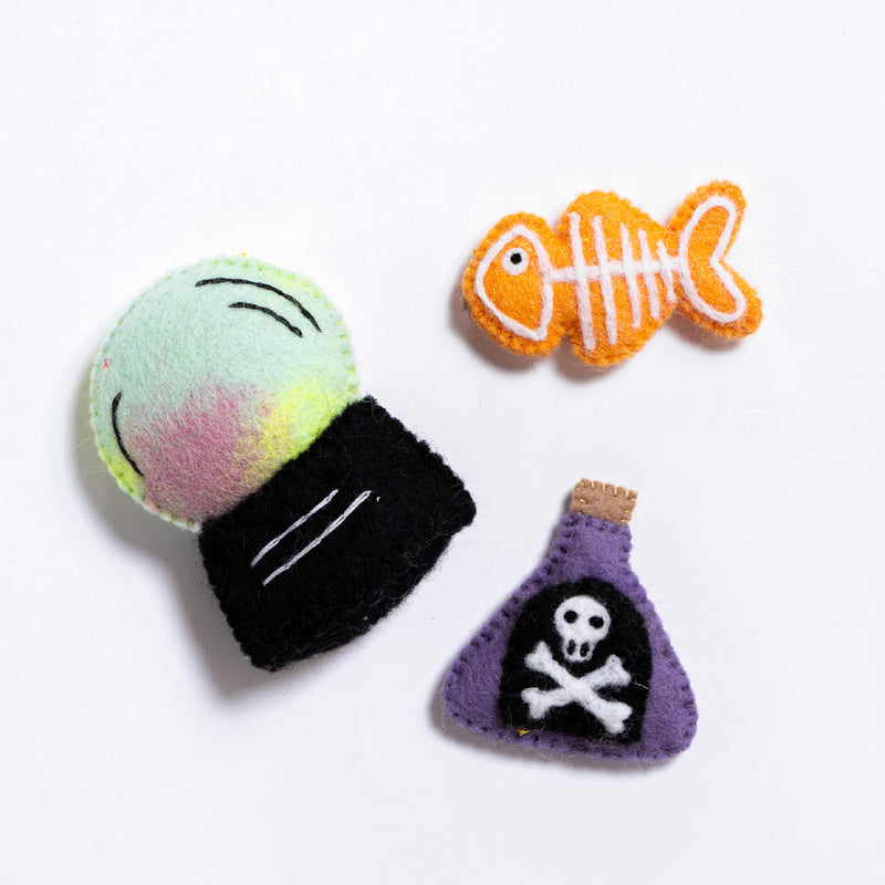Witchy Trio Felt Wool Catnip Toy