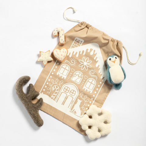 Awoo Holiday Toys for Cats & Dogs on Gingerbread gift bag