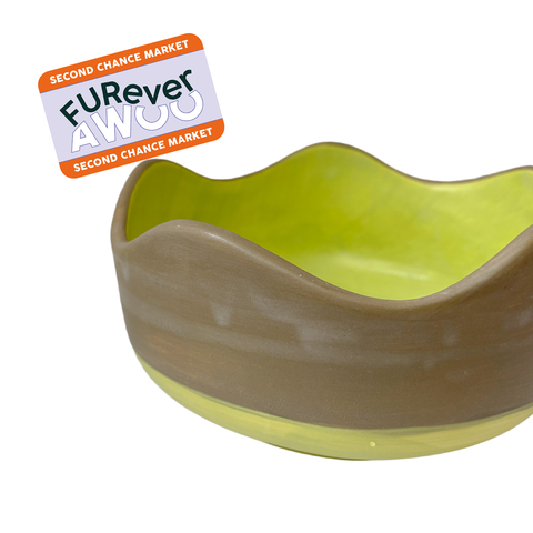 FURever Ceramic Wave Bowl - Olive/Large