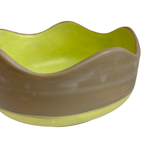 FURever Ceramic Wave Bowl - Olive/Large