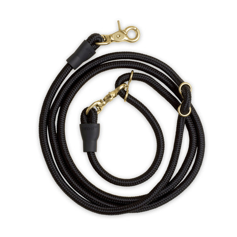 Awoo Infinity Leash in black with gold clasps