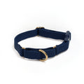 Awoo Marty martingale Collar in navy blue with gold hardware and fast-release buckle in extra-small