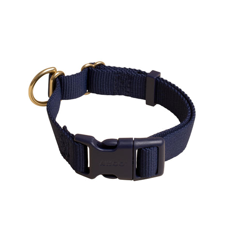 Awoo Pack Collar in navy blue with gold hardware