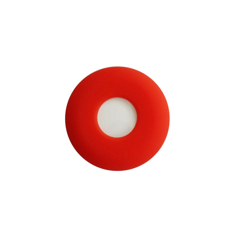 Spice red silicone fetch AirTag holder containing Apple AirTag for your dogs collar or dogs harness.